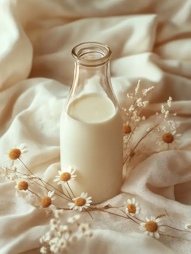 Glass bottle of milk