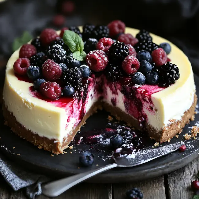 Cheesecake with fresh blackberries