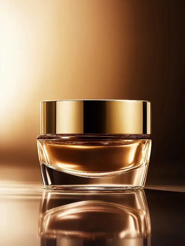 Cosmetic jar with a golden lid 2