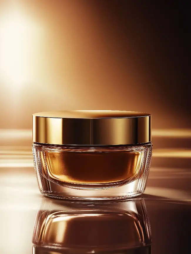 Cosmetic jar with a golden lid