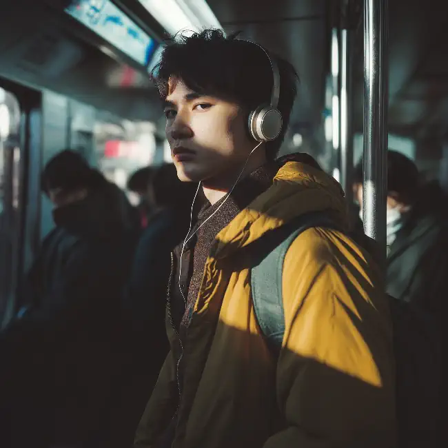 Japanese man in the subway