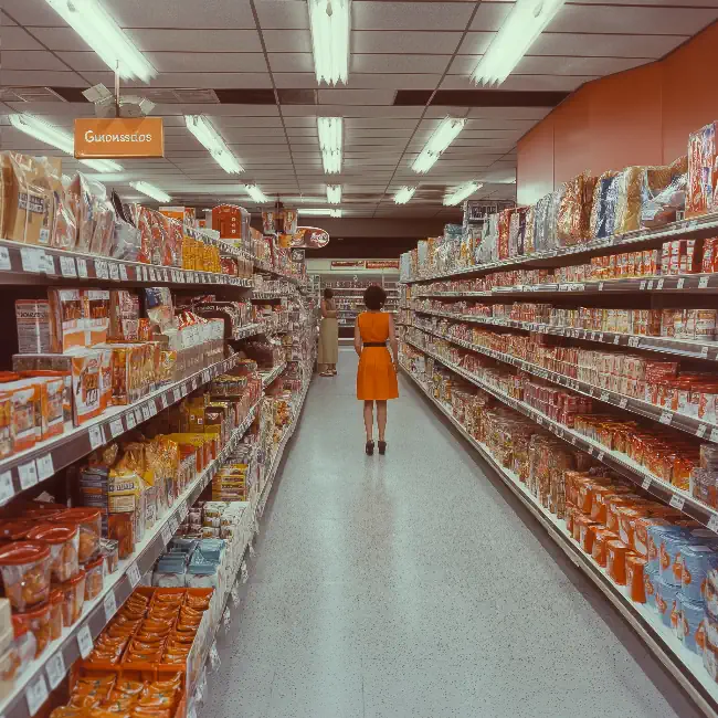 Vintage supermarket scene