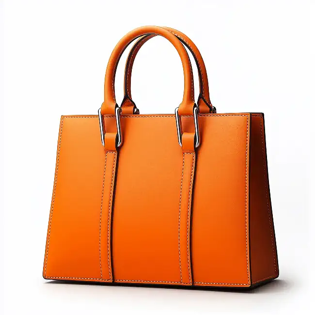Orange leather handbag