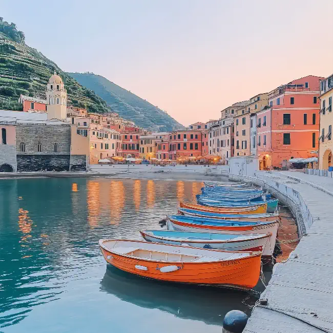 Beautiful coastal town with colorful buildings 