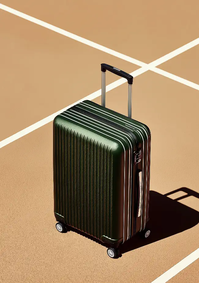 Suitcase on a tennis court