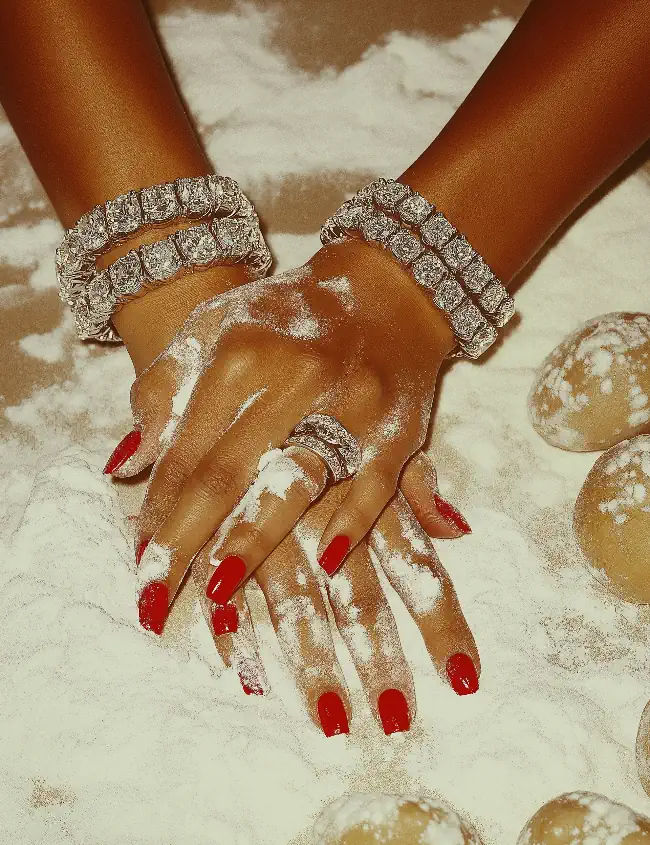 Luxurious jewelry and dough balls
