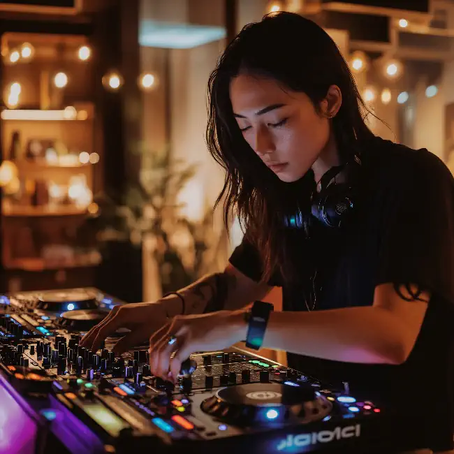 A young Asian female DJ
