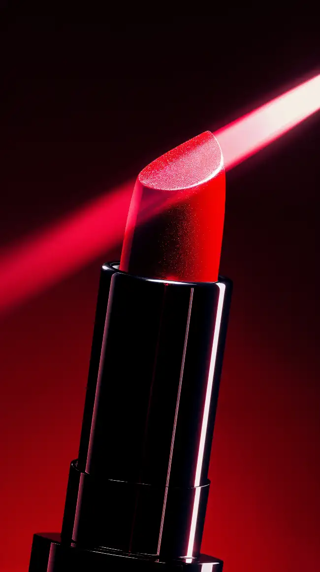 Red lipstick and ray of light