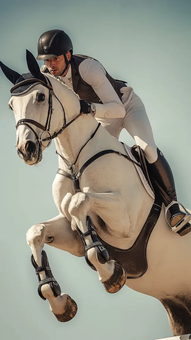 Jumping horse and rider 