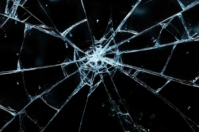 Shattered glass fragments