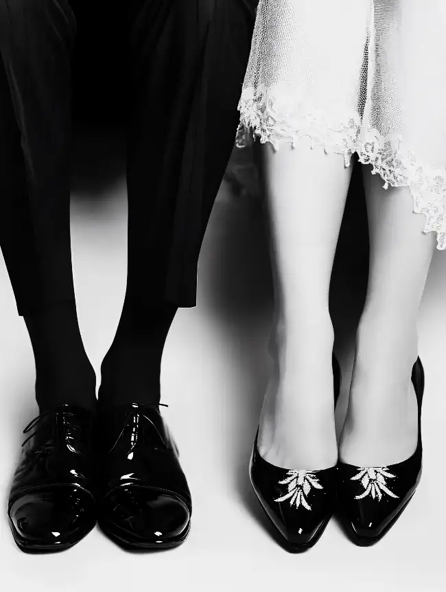 Black and white footwear
