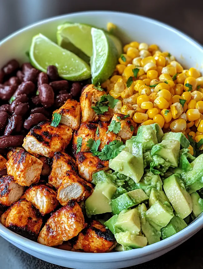 Vibrant bowl with grilled chicken