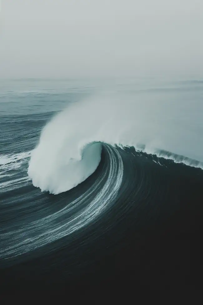Ocean wave curling over