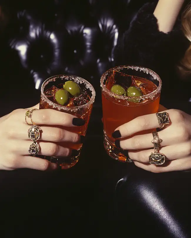 Two reddish cocktails