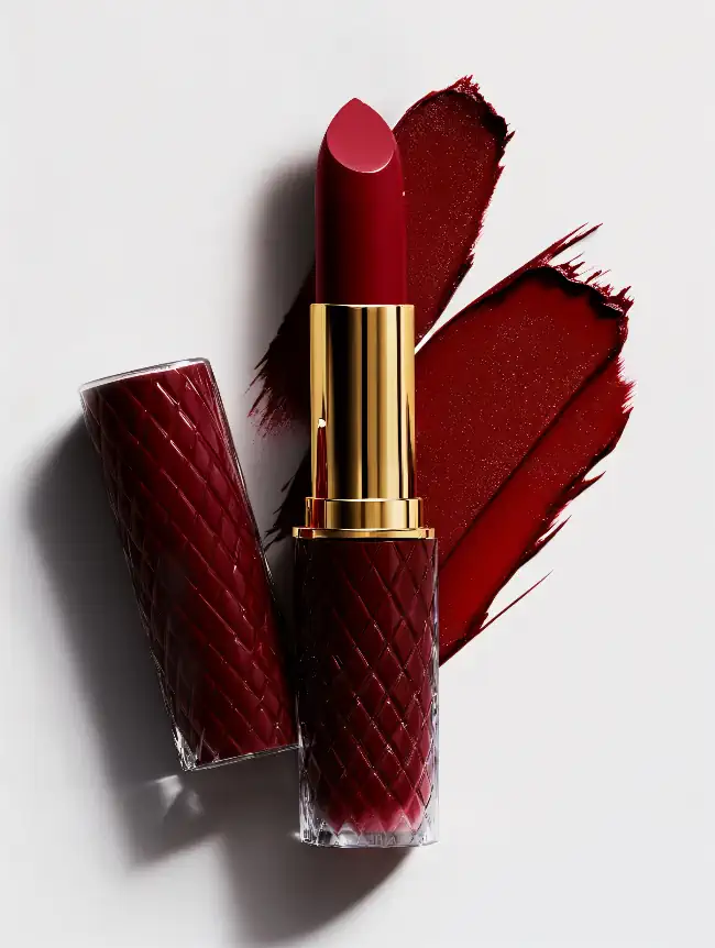 Vibrant red lipstick