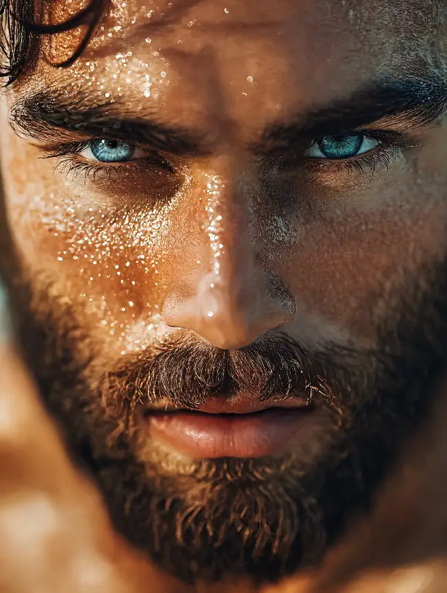 Beard and blue eyes