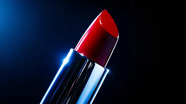 Vivid red lipstick