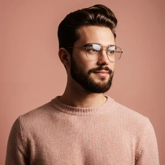 Young man with pink sweater