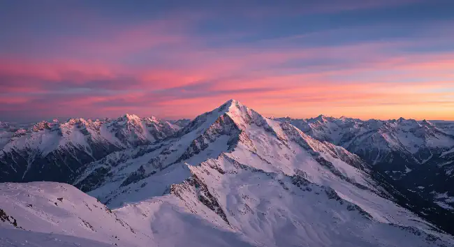 Aerial view of mountain at sunset