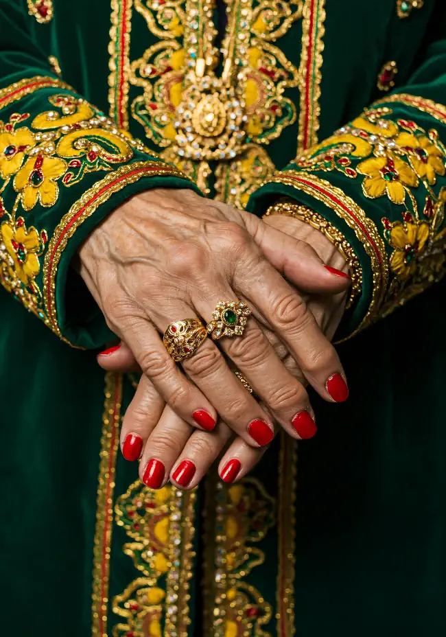 Hands adorned with two ornate rings