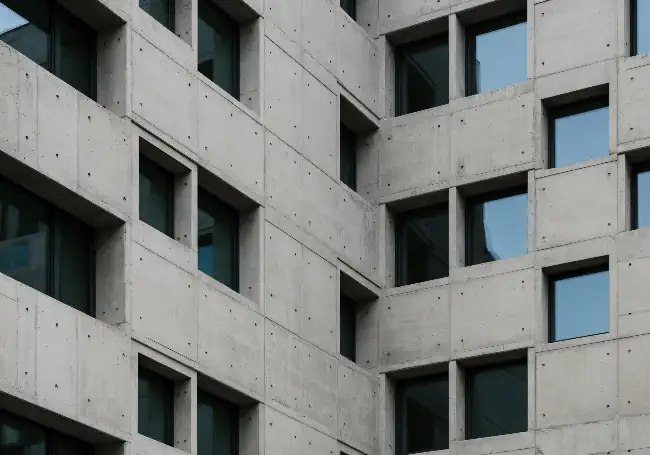 Modern building facade constructed from concrete
