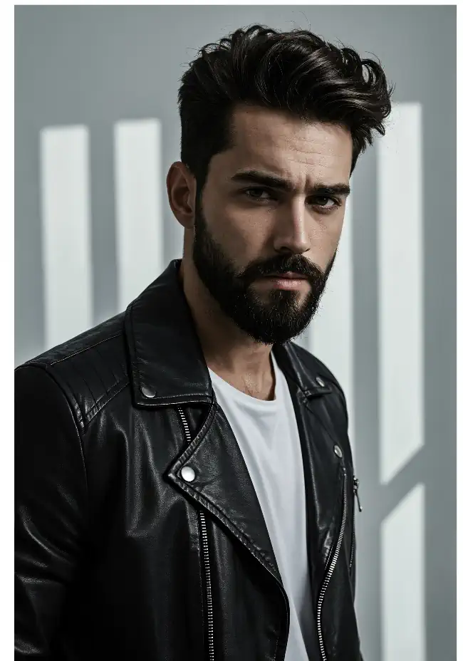 man with a strong intense gaze