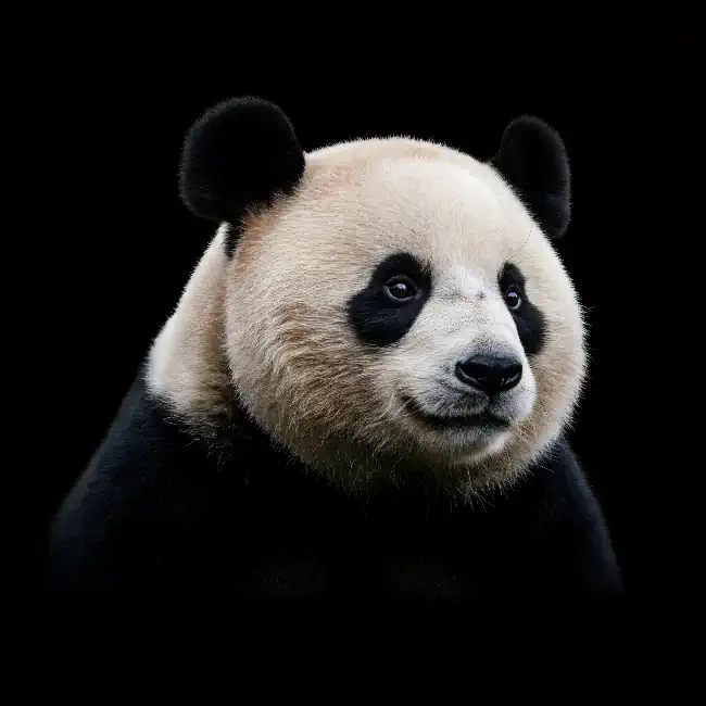Panda against a black background