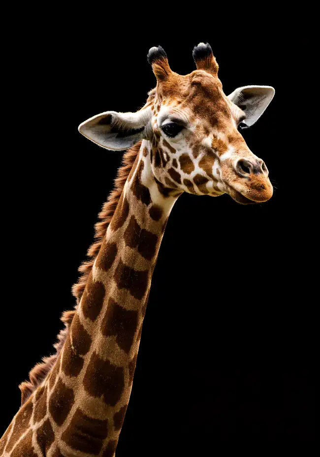 Giraffe against a black background