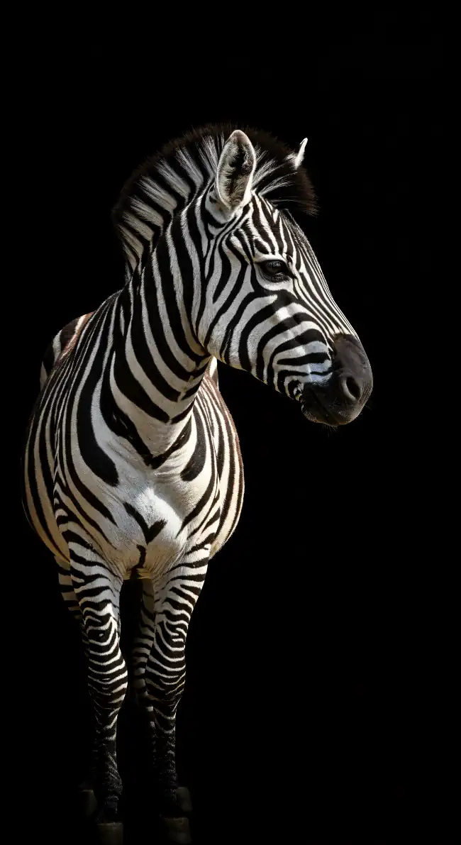 Zebra on a black background