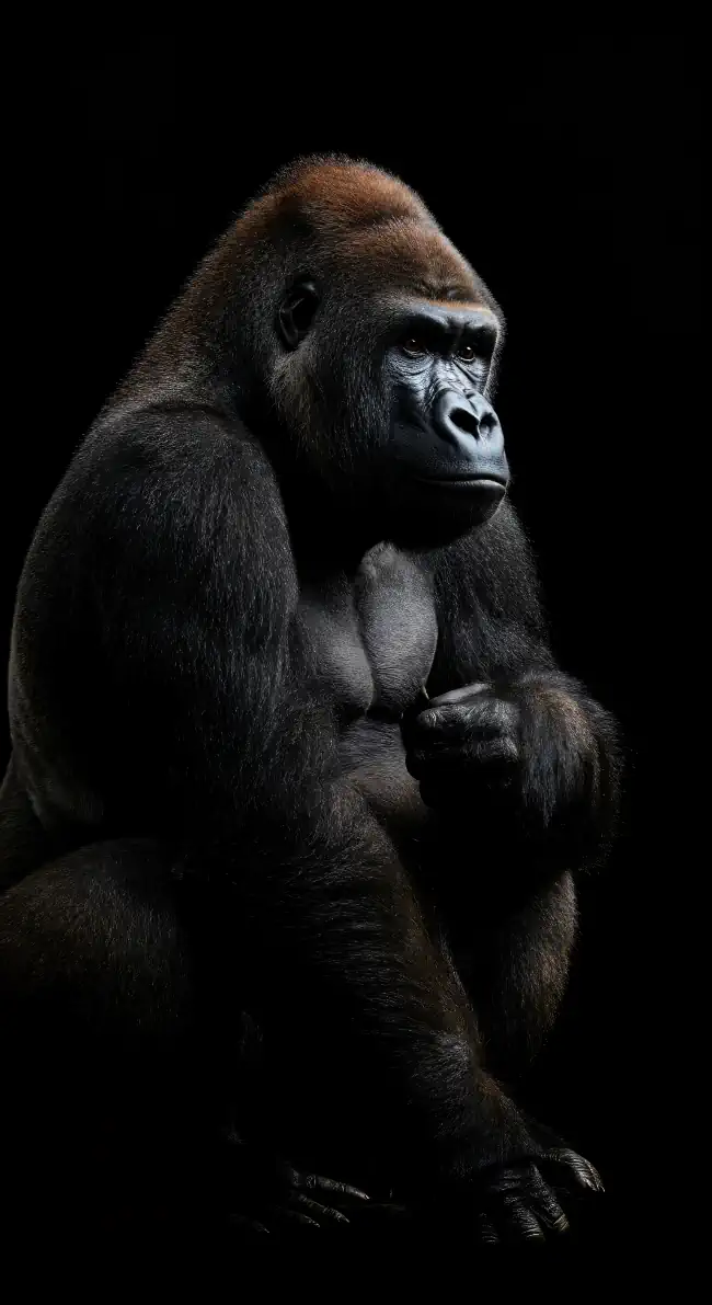 Gorilla on a black background