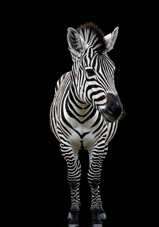 Zebra on a black background
