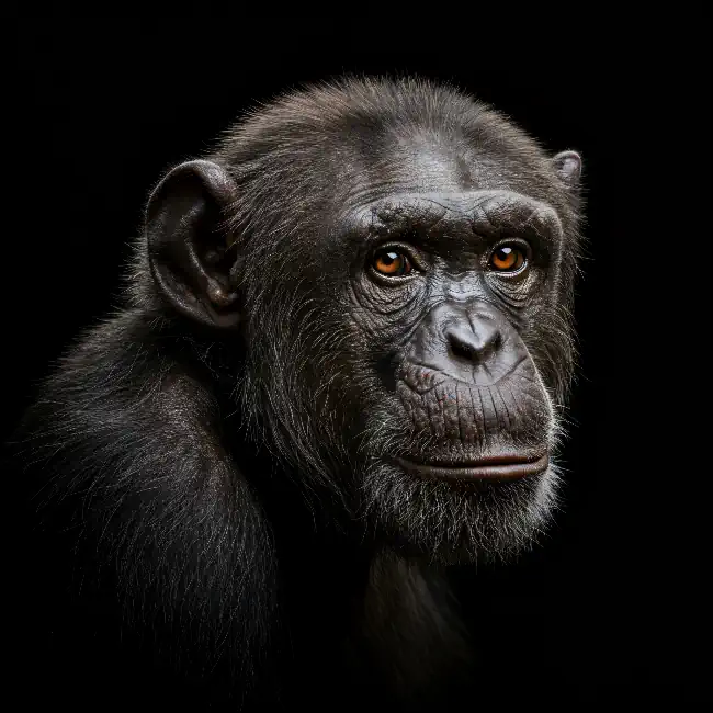 Chimpanzee on a black background