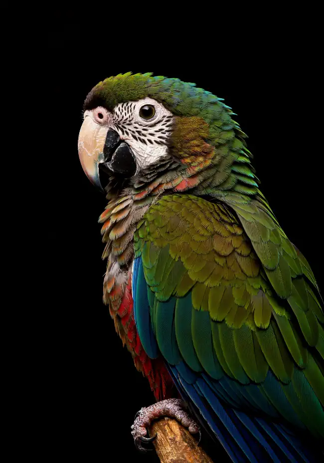 Green Parrot on a black background