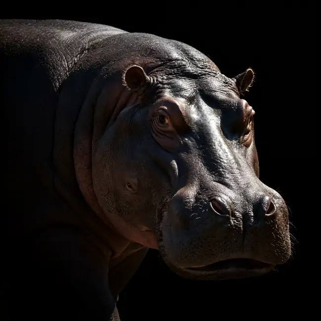 Hippopotamus on a black background