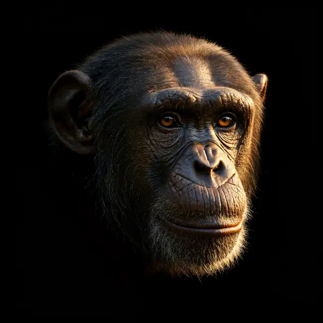 Chimpanzee on a black background
