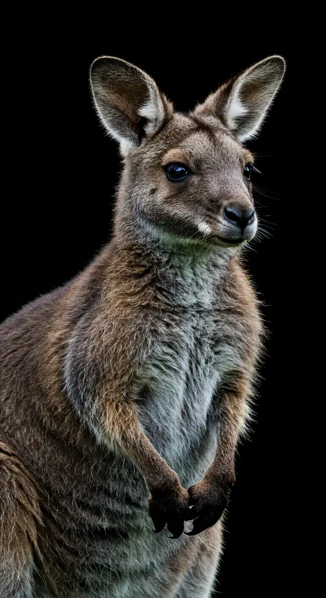 Kangaroo on a black background