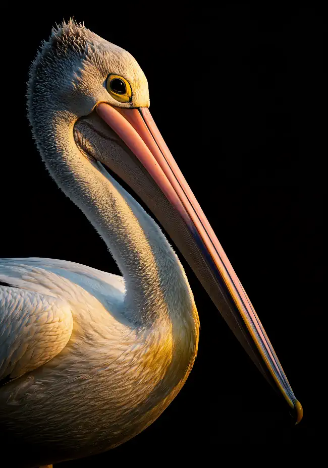 Pelican on a black background
