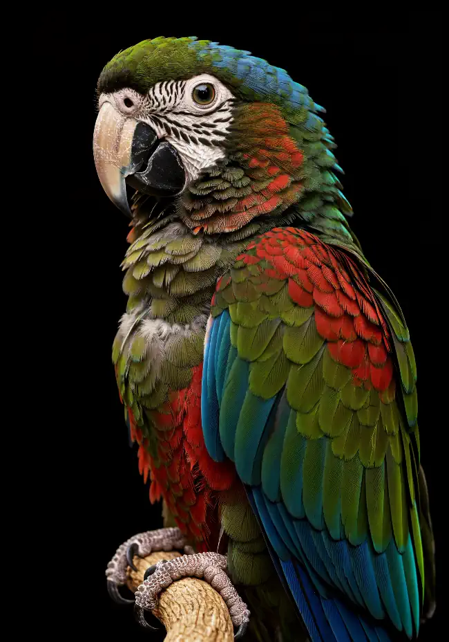 Green Parrot on a black background 3