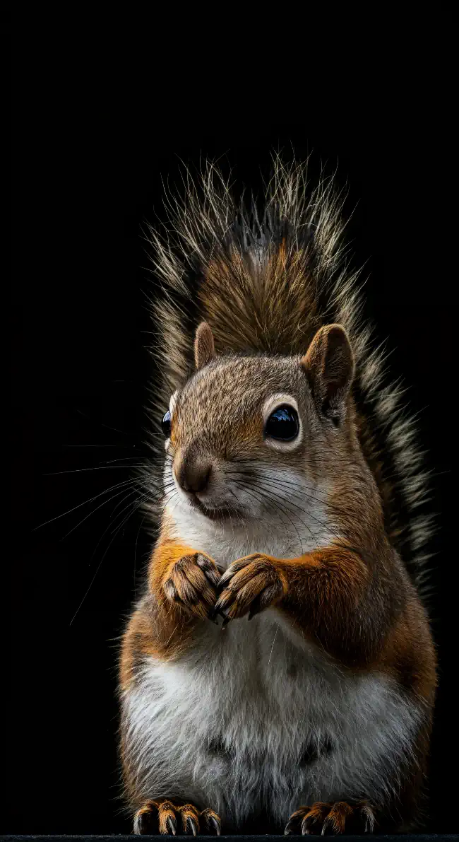 Squirrel on a black background