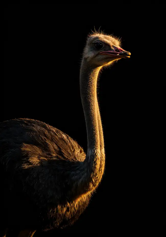 Ostrich on a black background