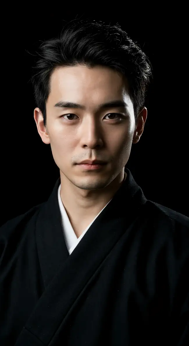 Asian Man on a black background