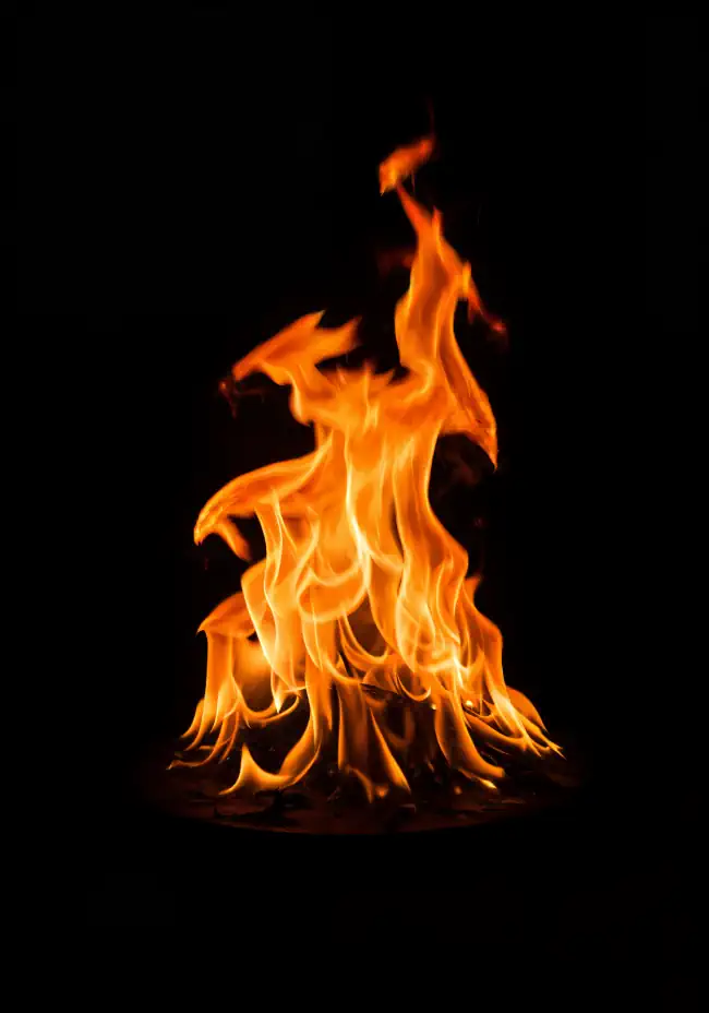 Flame against a black background