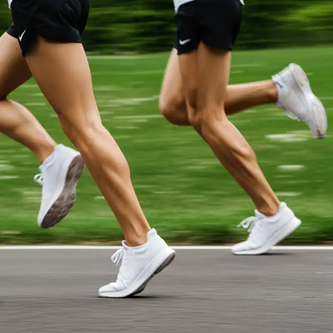 Close-up of runners legs