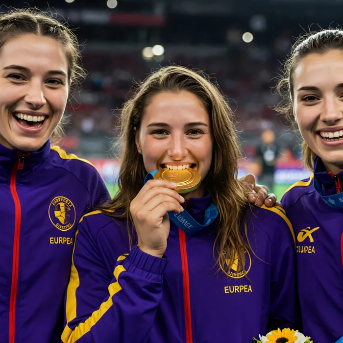 Woman on the Olympic podium