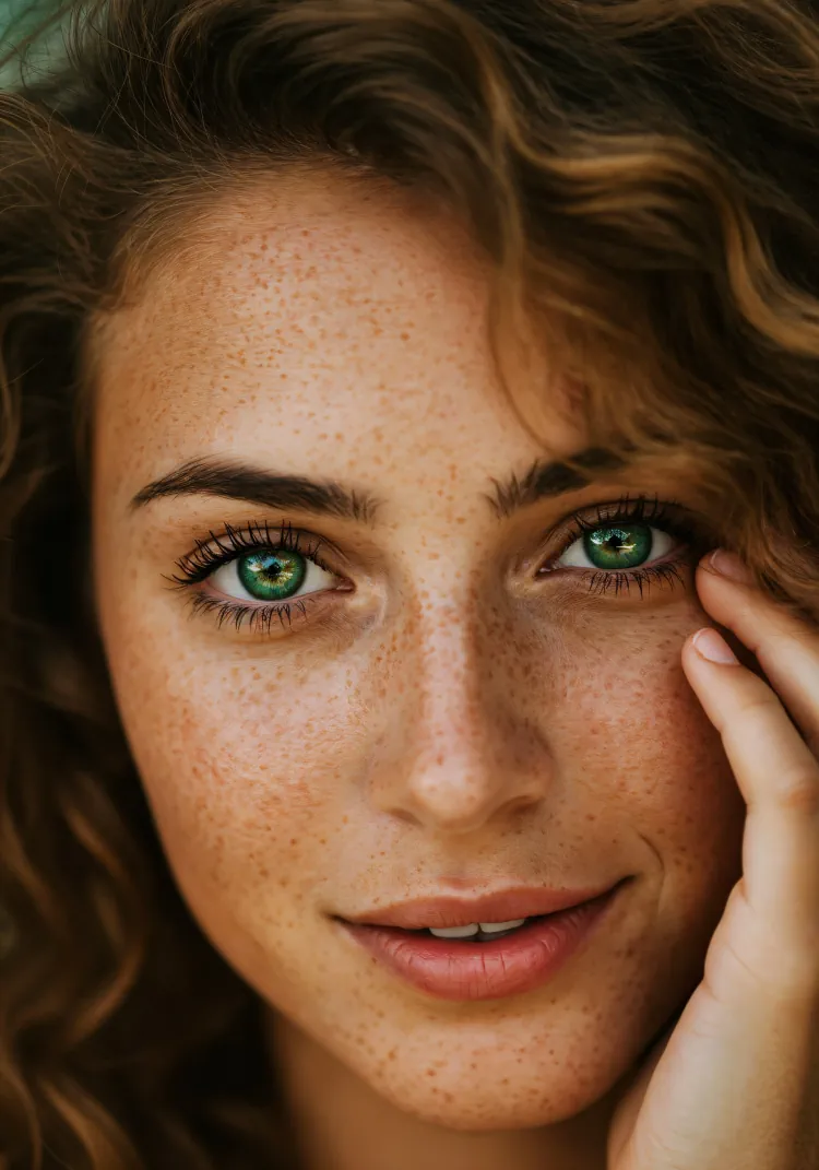 Portrait of a woman with blue eyes
