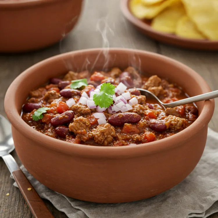 Plate of chili con carne