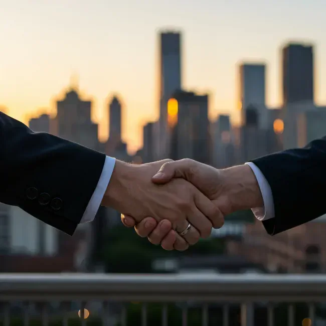 Business handshake at sunset 2