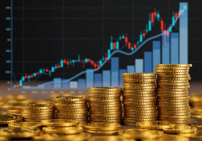 Stacks of golden coins 2