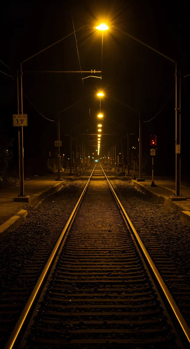 Train tracks at night 2