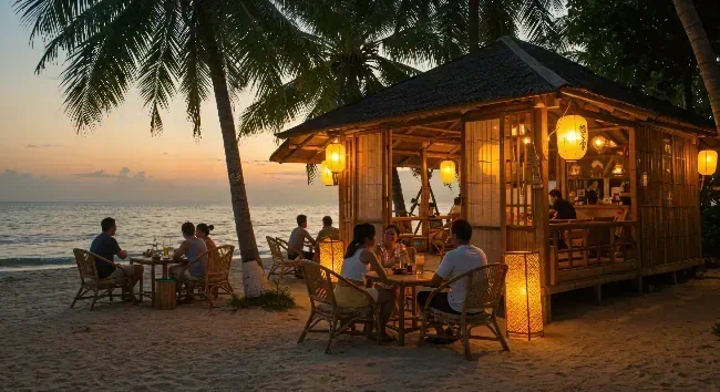 Beach Dining Sunset Glow